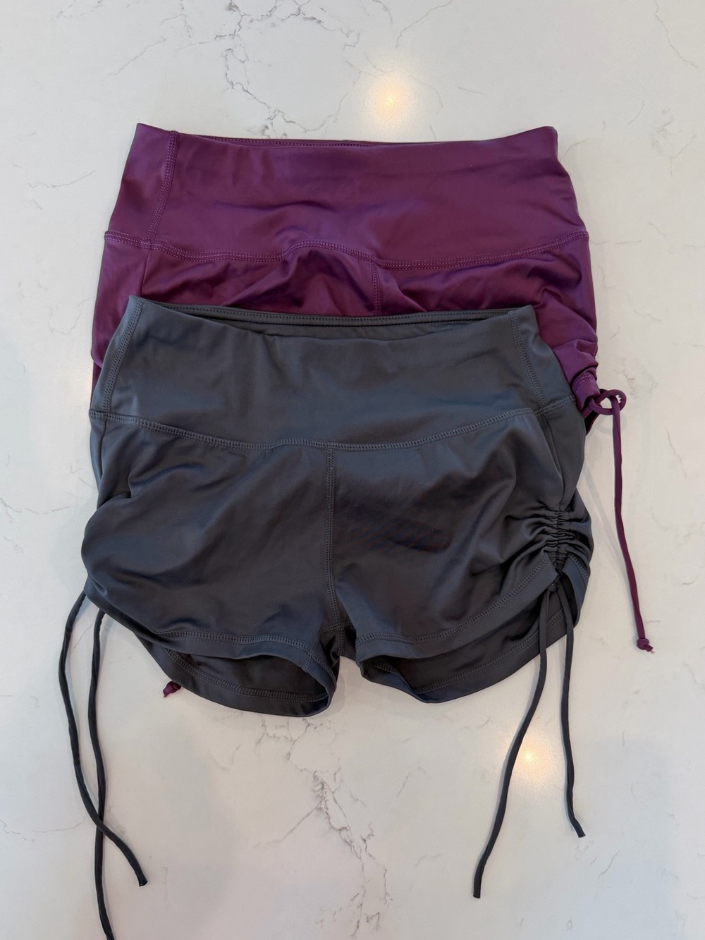 Women’s Athletic Drawstring Shorts - Plum and Charcoal